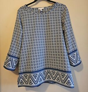 LILA ROSE~Lrg Paisley boho shirt with roll up sleeves, travel friendly, flowing